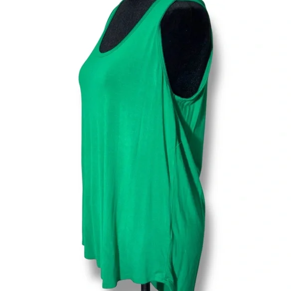 Cable & Gauge NWOT Forest Green Cotton High Low Scoop Neck Relaxed Tank Top - Picture 4 of 15